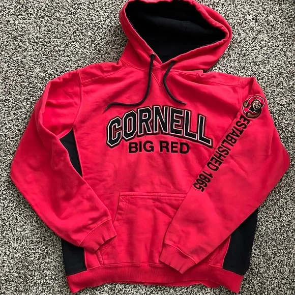 Cornell Embroidered Red Champion Hoodie Sweatshirt - Medium - Picture 1 of 5